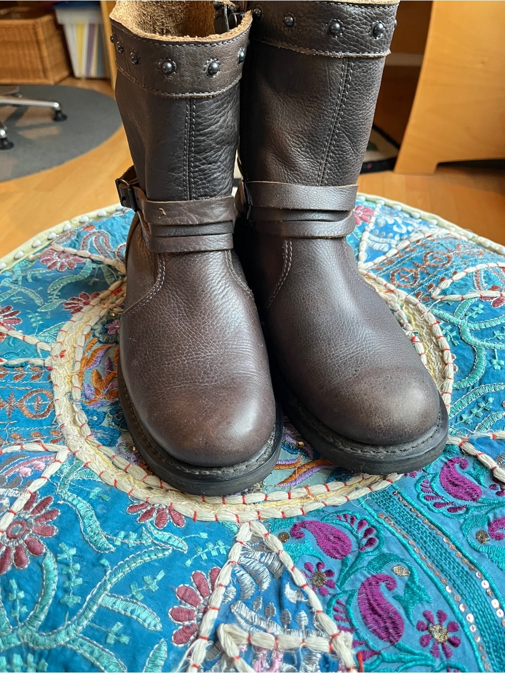 Women’s Dark Brown Leather Harley Davidson Jessica motorcycle boots